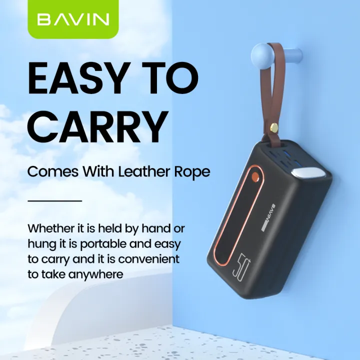 BAVIN PC066 22.5W Fast Charging 50000mAh Powerbank Support QC3.0 PD 20W Charging with 4 USB Output LED Light Power Bank